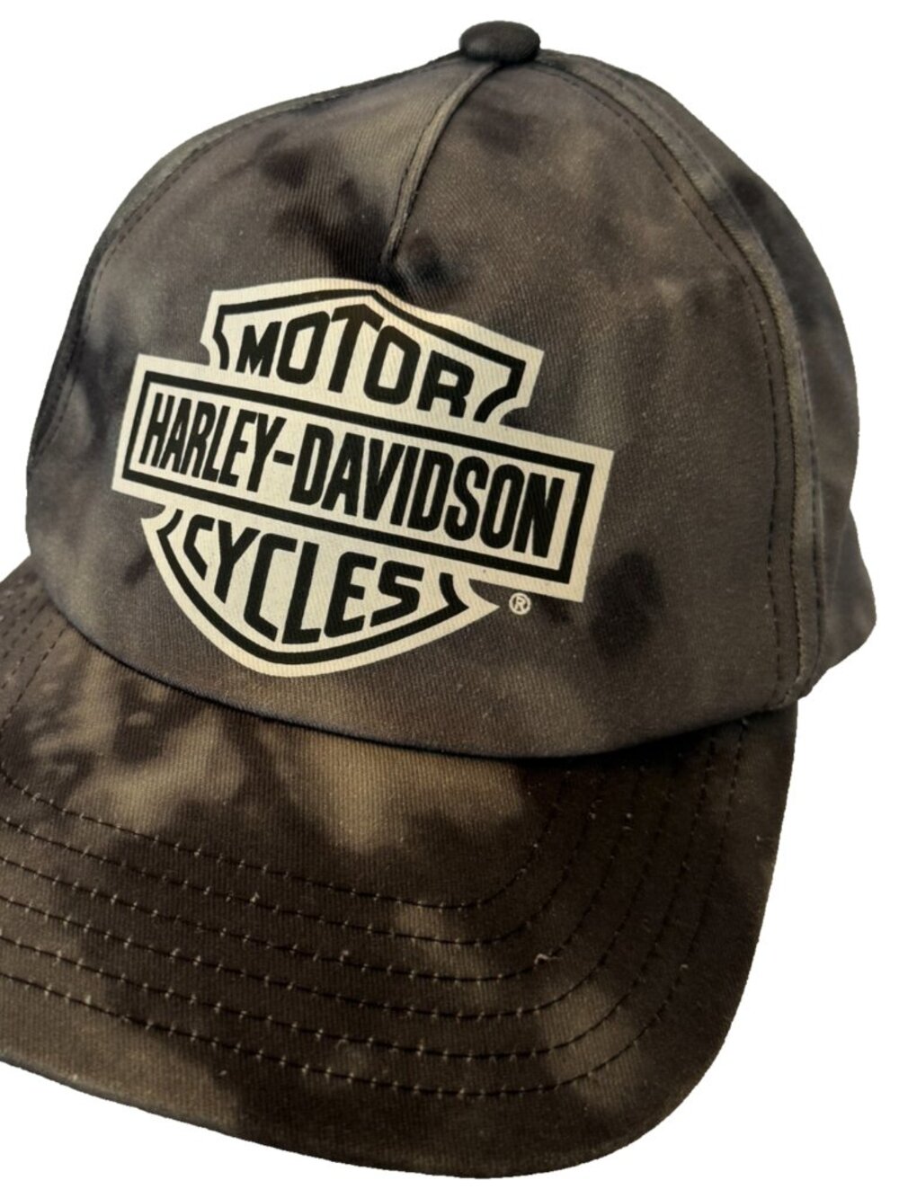 HARLEY-DAVIDSON TIE DYE SNAPBACK CAP HAT MENS BLACK GRAY COTTON ADJUSTABLE